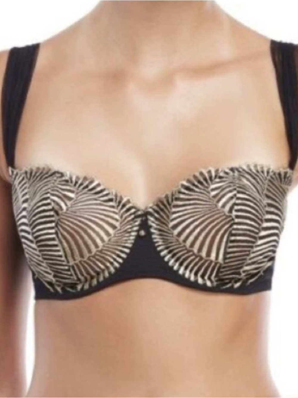 La Perla Mermaid Sea Shell Bra with Pearl Size 34C Black and Gold Made in Italy